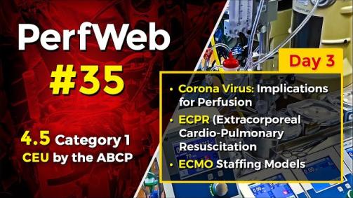 Coronavirus: Implications for perfusion. ECPR (Extracorporeal Cardiopulmonary Resuscitation. ECMO